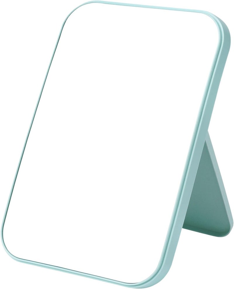 FIKKANI FIKKANI Desktop Makeup Mirror Foldable Portable Princess Mirror 8Inch Square Mirror with Stand for Women Blue Tabletop Mount Framed  - Image 1