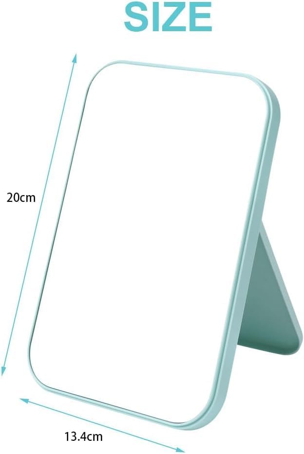 FIKKANI FIKKANI Desktop Makeup Mirror Foldable Portable Princess Mirror 8Inch Square Mirror with Stand for Women Blue Tabletop Mount Framed  - Image 2