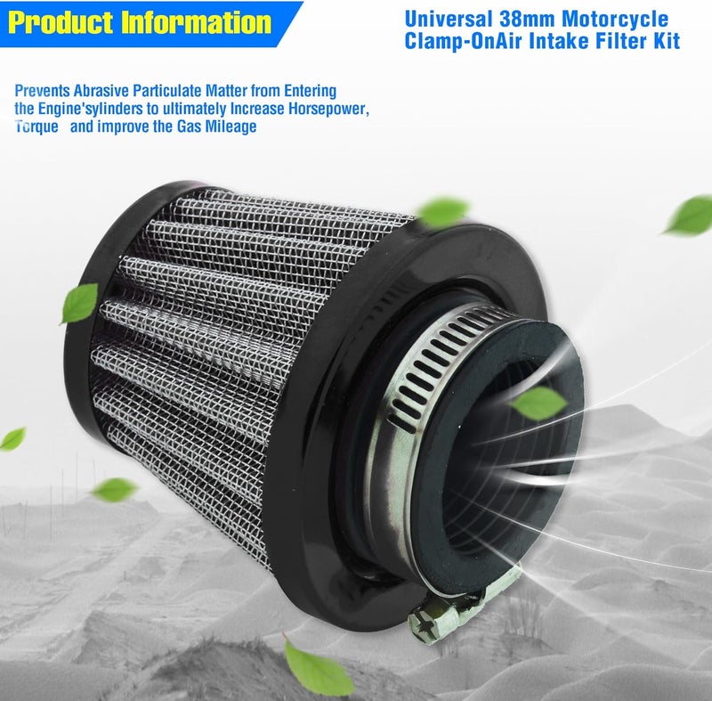 MCHMFG Motorcycle Air Filter 38mm for SSR 110cc 125cc Coolster CRF Dirt Pit Bike GY6 50cc Scooter Moped QMB139 Engine Parts (Black) - Image 4