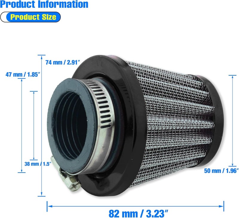 MCHMFG Motorcycle Air Filter 38mm for SSR 110cc 125cc Coolster CRF Dirt Pit Bike GY6 50cc Scooter Moped QMB139 Engine Parts (Black) - Image 3