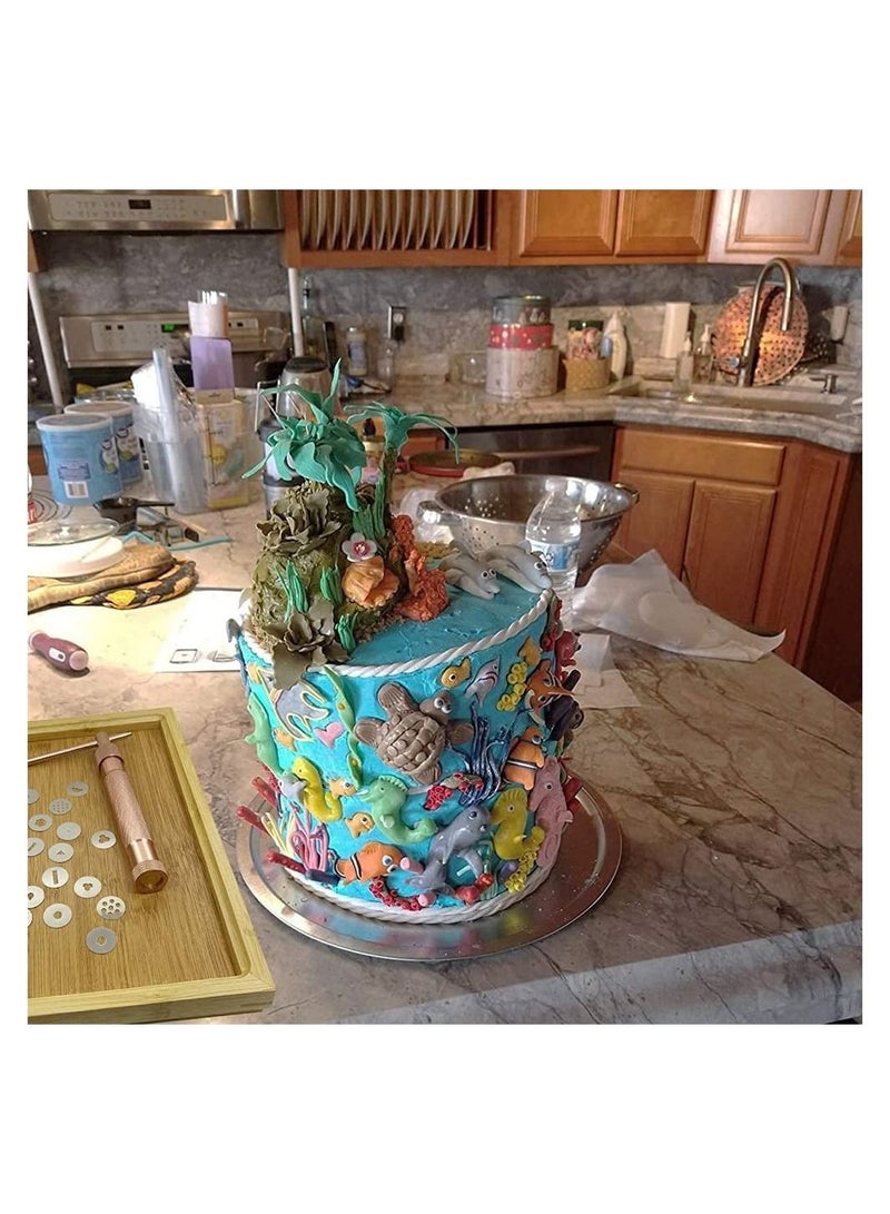 سيوسي آلة بثق الفوندان ، آلة بثق عجينة السكر من الفولاذ المقاوم للصدأ مع 20 قرصًا قابلاً للتبديل ، آلة بثق الصلصال ، لأداة تزيين الكعك والطين (ذهبي وردي) - Image 4