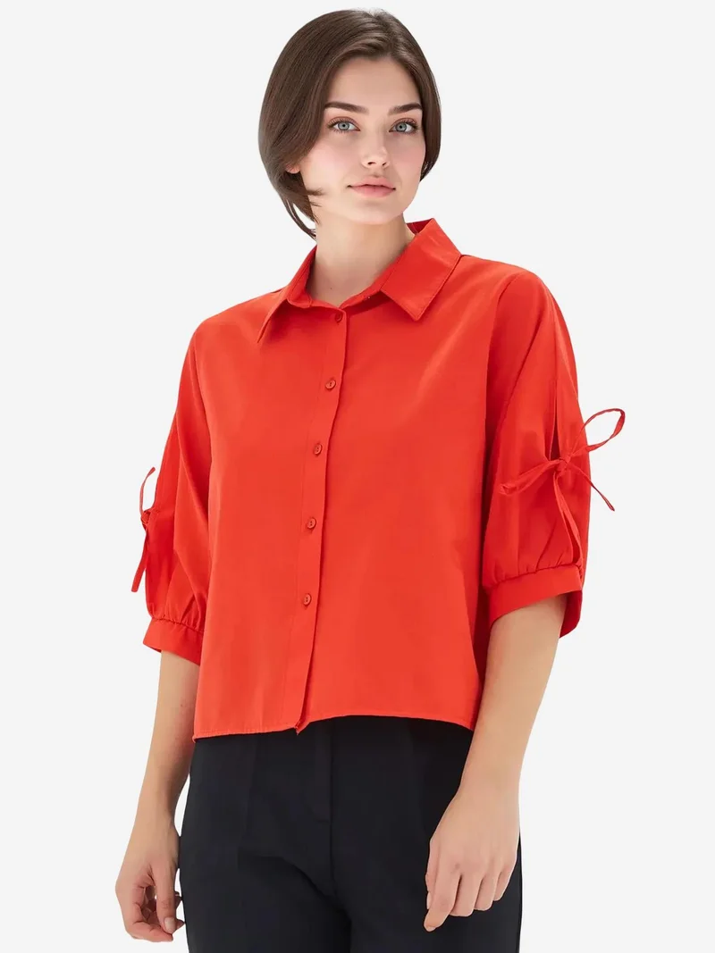 BIG DART BDART Crop Shirt with Bow