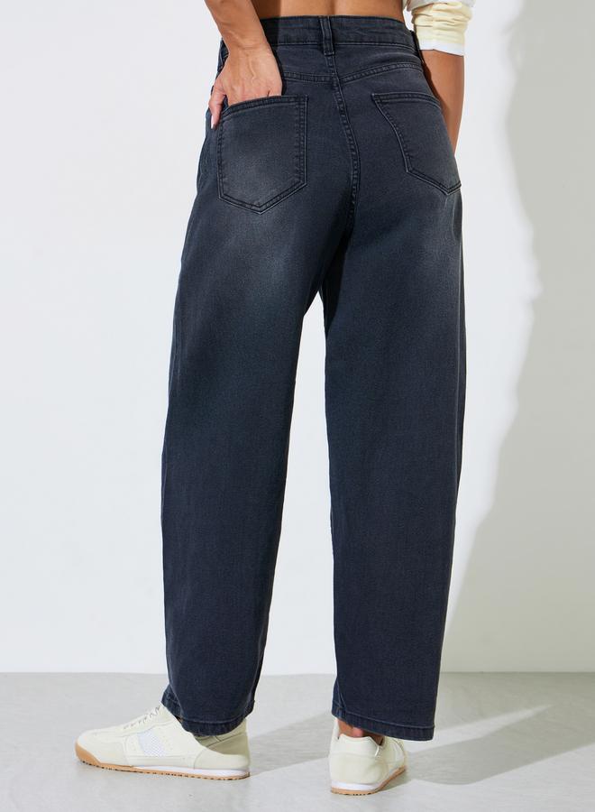 Styli Charcoal Mid-Rise Balloon Jeans - Image 4