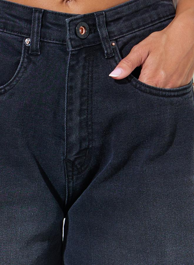 Styli Charcoal Mid-Rise Balloon Jeans - Image 3