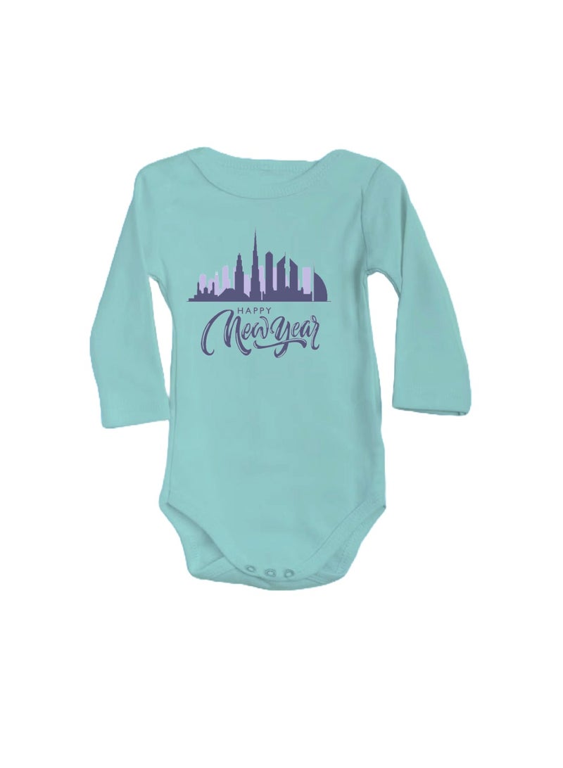 Happy New Year In Dubai Unisex Soft Cotton Baby Full Sleeve Onesie-Baby Bodysuit For New Year's Dubai-Baby's New Year's Outfit-Gift For Newborns And Toddlers  - Image 1