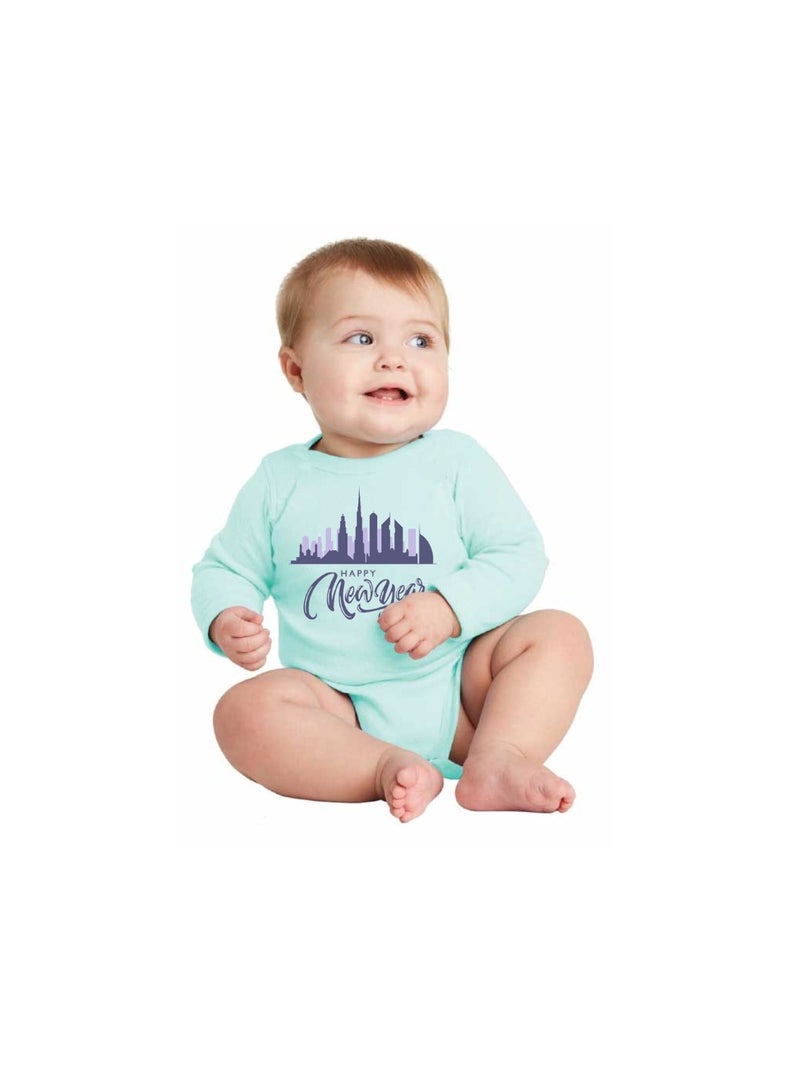 Happy New Year In Dubai Unisex Soft Cotton Baby Full Sleeve Onesie-Baby Bodysuit For New Year's Dubai-Baby's New Year's Outfit-Gift For Newborns And Toddlers  - Image 2