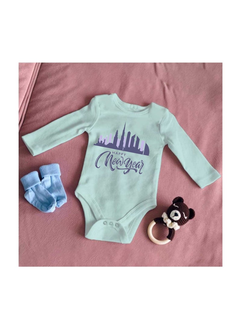 Happy New Year In Dubai Unisex Soft Cotton Baby Full Sleeve Onesie-Baby Bodysuit For New Year's Dubai-Baby's New Year's Outfit-Gift For Newborns And Toddlers  - Image 3