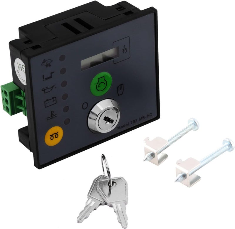 702 MS HC Manual Start Generator Controller Board Panel with Keys for Power Generation Sets, Microcomputer Control Module with LED Fault Indicators and LCD Accumulative Time - Image 1