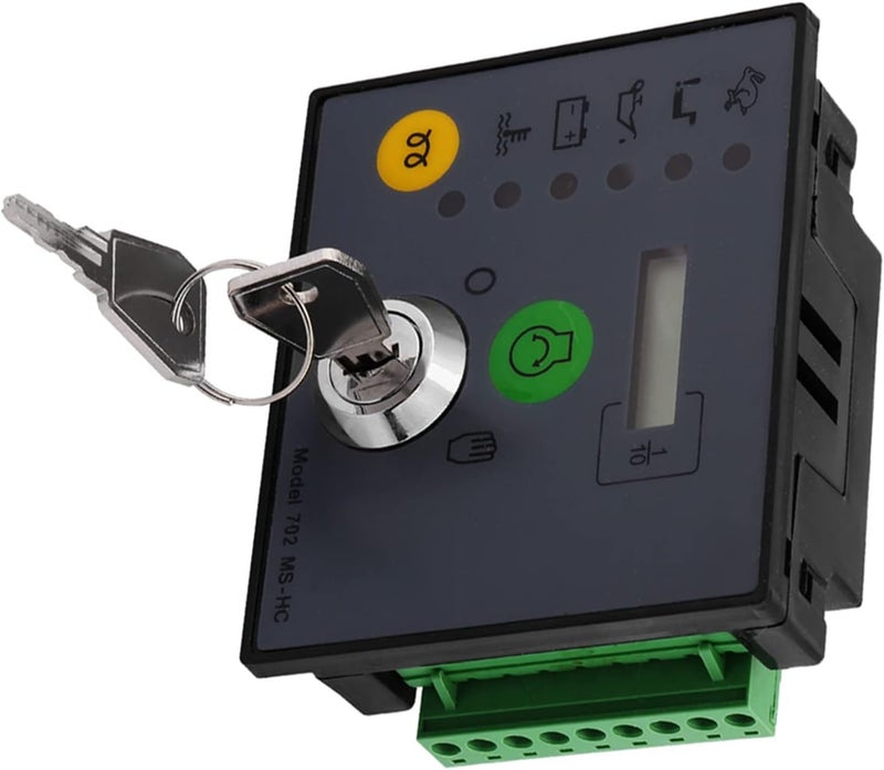 702 MS HC Manual Start Generator Controller Board Panel with Keys for Power Generation Sets, Microcomputer Control Module with LED Fault Indicators and LCD Accumulative Time - Image 2