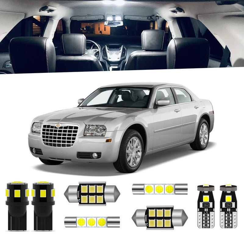 ENDPAGE 12Pieces White LED Interior Lights Kit for Chrysler 300 300C 2005 2006 2007 2008 2009 2010 Interior 6000K LED Lighting Package  License Plate Lights Install Tool