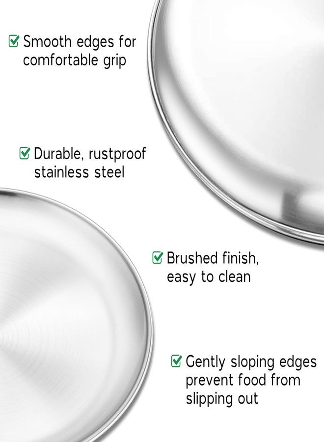 Onader 6-Piece 18/8 Stainless Steel Plates, 8 Inch 304 Metal Dinner Dishes for Kids Toddlers, Round Serving Plate, Dishwasher Safe - Image 4