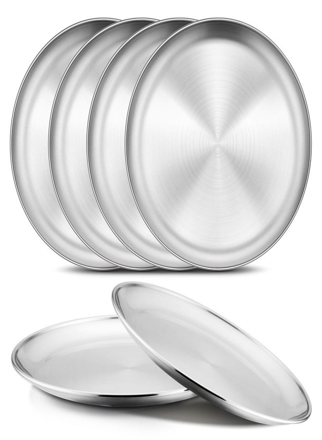 Onader 6-Piece 18/8 Stainless Steel Plates, 8 Inch 304 Metal Dinner Dishes for Kids Toddlers, Round Serving Plate, Dishwasher Safe - Image 1