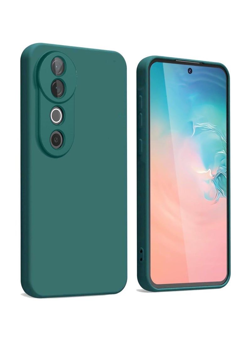 Case for Vivo V40 Case for Vivo V40 Pro Liquid Gel Rubber Bumper Case with Soft Microfiber Lining Cushion Slim Shockproof Protective with Camera Protection Cover for Vivo V40 / Vivo V40 Pro (Green) - Image 1