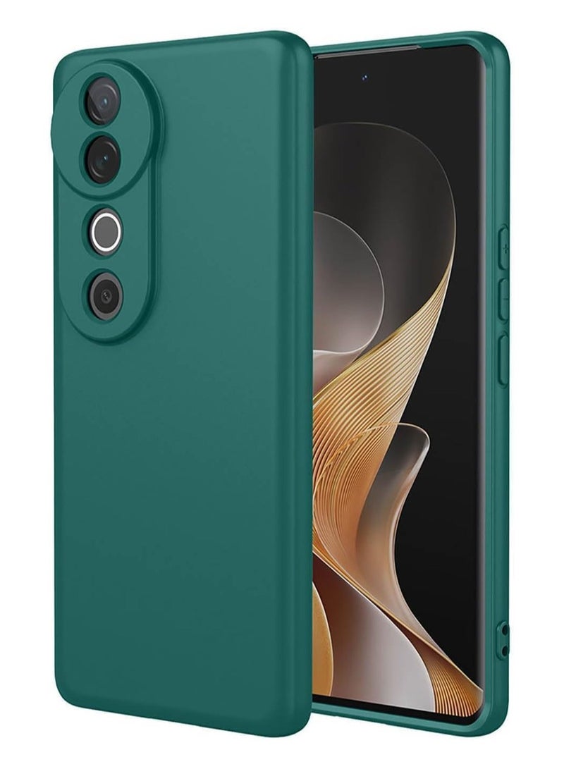 Case for Vivo V40 Case for Vivo V40 Pro Liquid Gel Rubber Bumper Case with Soft Microfiber Lining Cushion Slim Shockproof Protective with Camera Protection Cover for Vivo V40 / Vivo V40 Pro (Green) - Image 2
