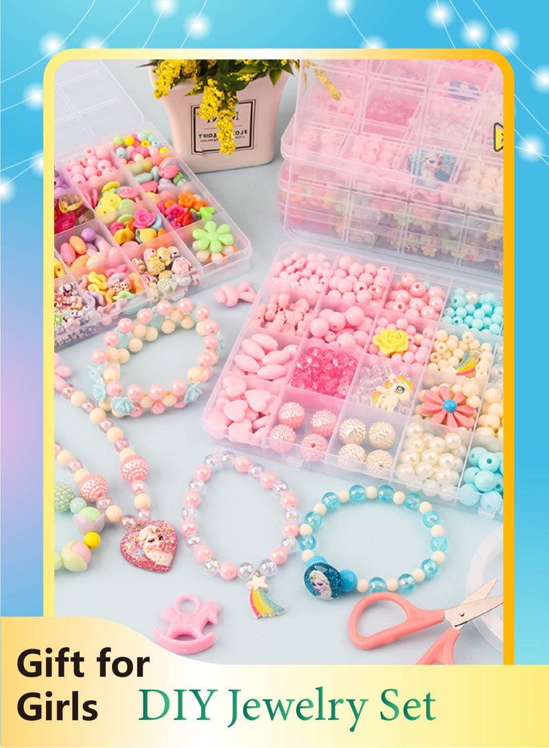 450PCS Candy Color DIY Beads Jewelry Making Kit for Girls - Best Creative Gift Toy with 9 Tools Included (New Colors!) - Image 1