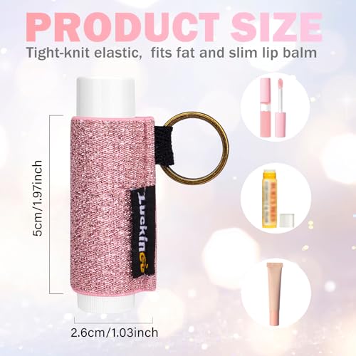 LUCKINEE 3PCS Lip Balm Holder Keychain Lip Gloss Keychain Holder Lipstick Keychain Holder Lip Balm Pouch Compatible with ChapStick Key Chain, Burt's Bees-Christmas Stocking Stuffers - Image 2