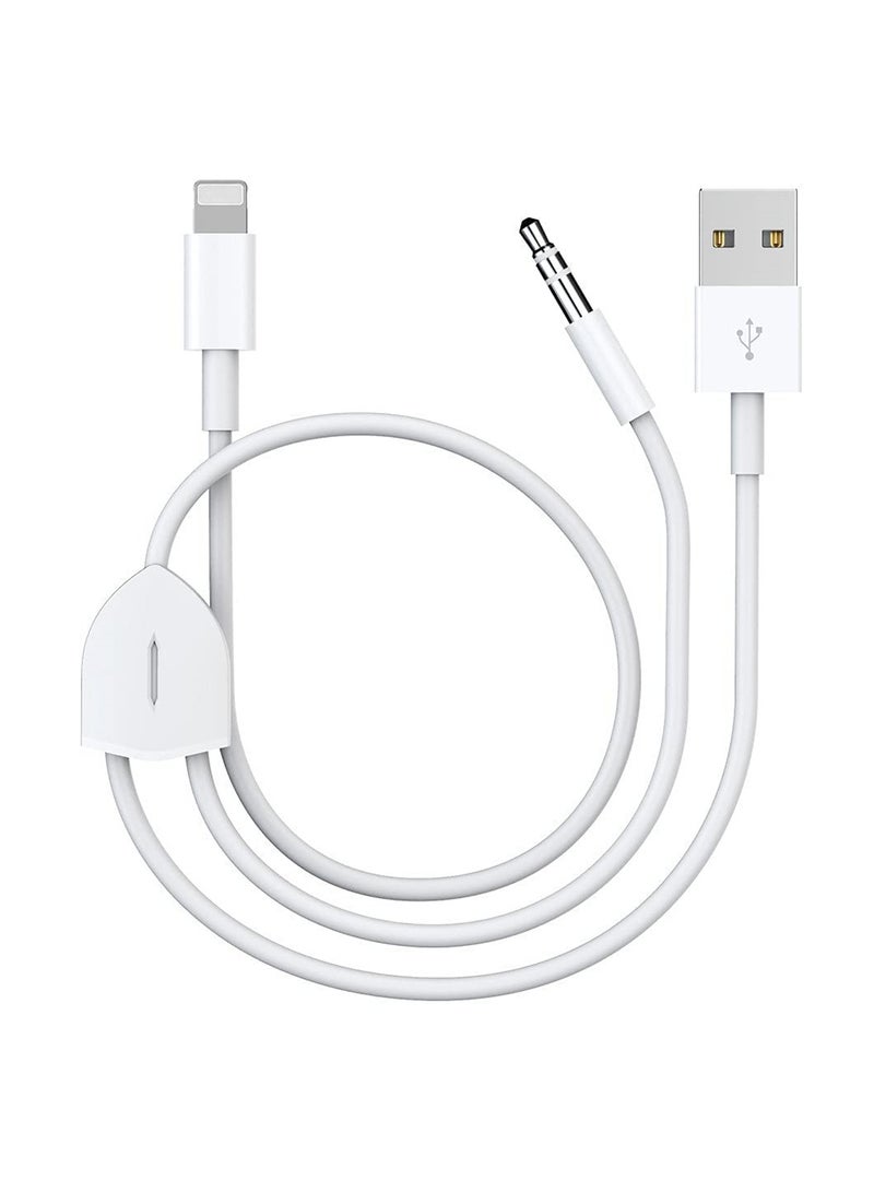 2-in-1 Lightning to 3.5mm Audio and Charging Cable for iPhone 14/13/12/11, Perfect for Car Stereo, Headphones and Speakers - Image 1