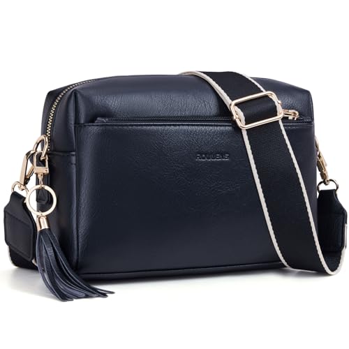 Roulens Triple Zip Small Crossbody Bag for women,Wide Strap Cell Phone Purse Shoulder Handbag Wallet with Credit Card Slots - Image 1