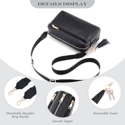Roulens Triple Zip Small Crossbody Bag for women,Wide Strap Cell Phone Purse Shoulder Handbag Wallet with Credit Card Slots - Image 5