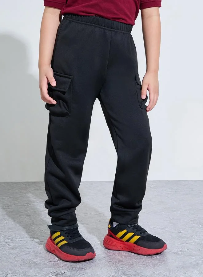 ستايلي Boys Solid Joggers with Rib Cuff and Cargo Pockets