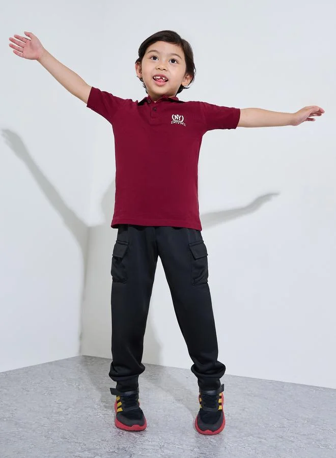 ستايلي Boys Solid Joggers with Rib Cuff and Cargo Pockets