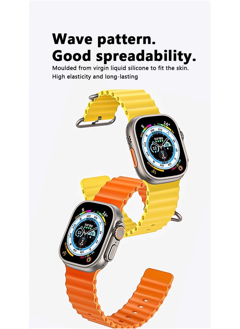 Samu - Apple Watch Ocean Band 49mm 45mm 44mm 42mm Soft Silicone Loop Strap for iWatch Series Ultra/8/7/SE/6/5/4/3/2/4 Starlight - Image 1