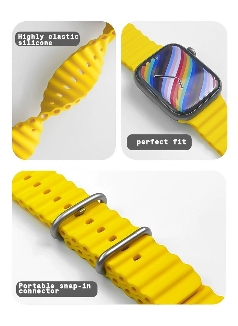 Samu - Apple Watch Ocean Band 49mm 45mm 44mm 42mm Soft Silicone Loop Strap for iWatch Series Ultra/8/7/SE/6/5/4/3/2/4 Starlight - Image 1