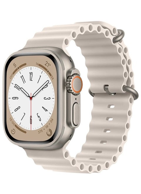 Apple Watch Ocean Band 49mm 45mm 44mm 42mm Soft Silicone Loop Strap for iWatch Series Ultra/8/7/SE/6/5/4/3/2/4 Starlight
