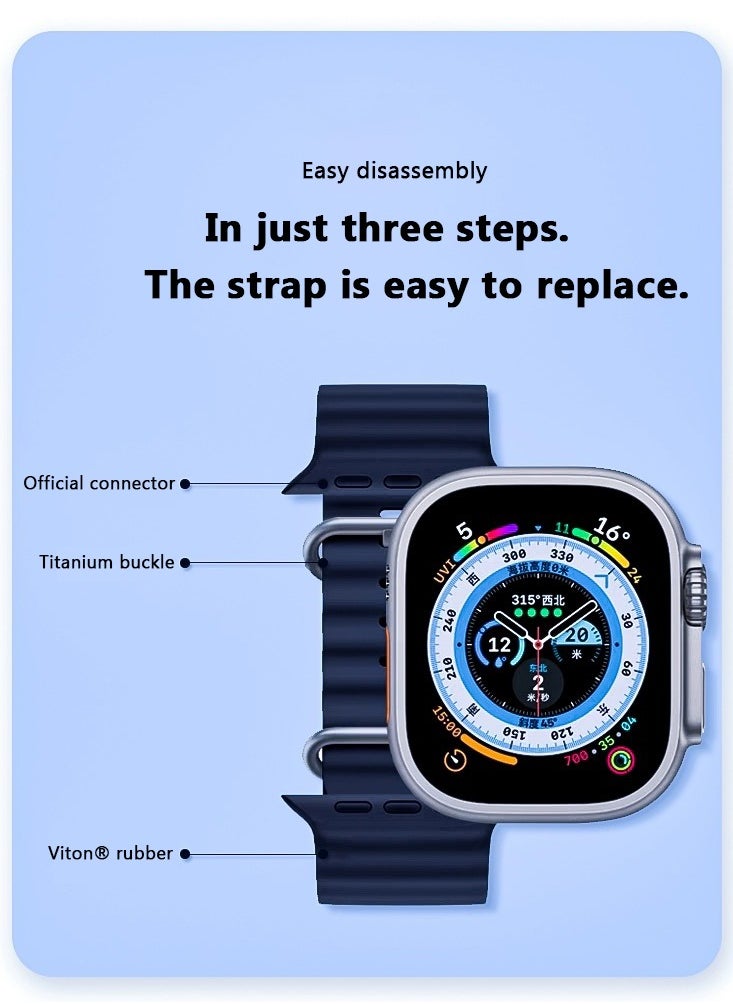 Samu - Apple Watch Ocean Band 49mm 45mm 44mm 42mm Soft Silicone Loop Strap for iWatch Series Ultra/8/7/SE/6/5/4/3/2/4 Starlight - Image 1