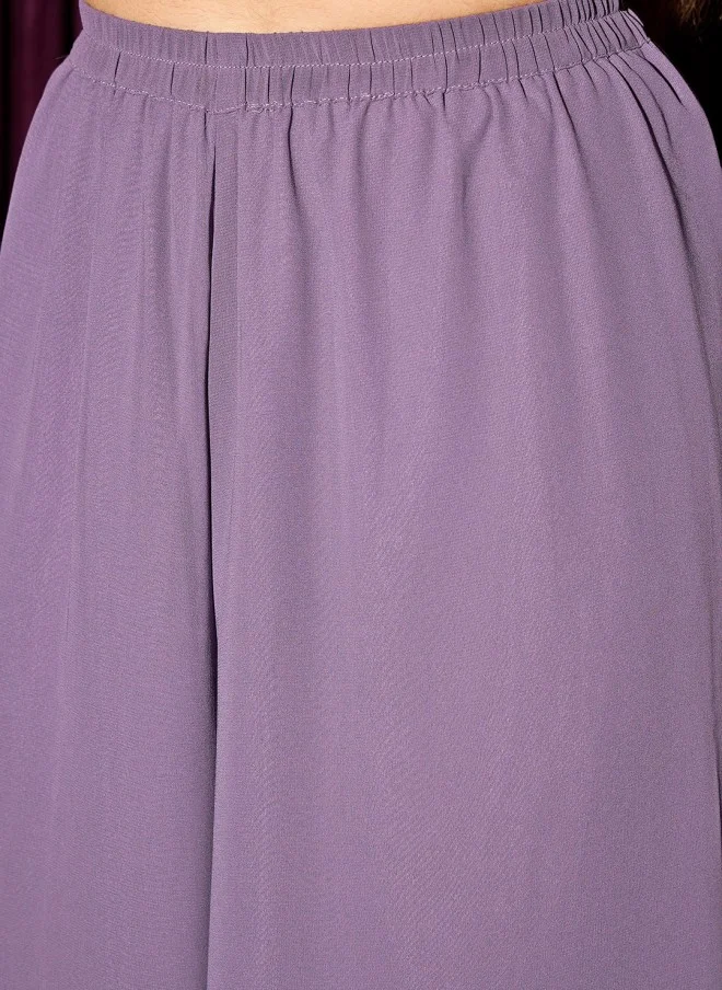 Indo Street Lavender Ethnic Motif Tunic With Palazzo For Women