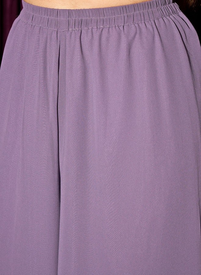 Indo Street Lavender Ethnic Motif Tunic With Palazzo For Women - Image 3