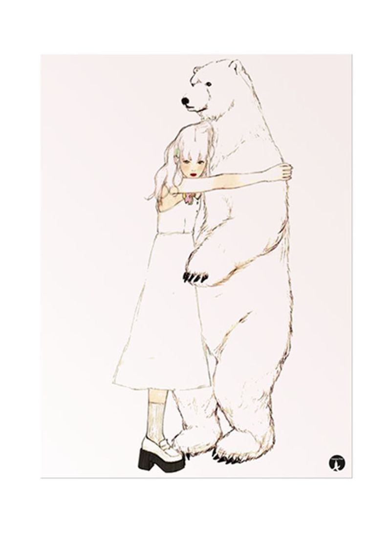 Girl And A Bear Metal Plate Poster Multicolour 15x20centimeter