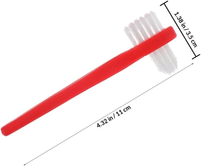 8pcs Dual Headed Denture Cleaning Toothbrushes for False Teeth and Retainers with Red Handles, Double Sided Oral Brush for Denture Care and Retainer Cleaning - Image 2
