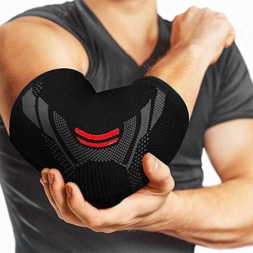 serveuttam� Elbow Support for Gym (1 Pair) - Elbow Brace for Men Women Workout | Elbow Compression Sleeves for Tendonitis Pain Relief, Tennis, Volleyball, Cricket - Elbow Pain (Robotic Red, XL) - Image 1