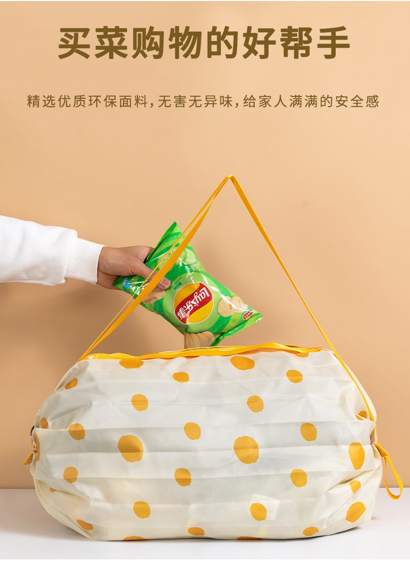 Japanese-style folding travel shopping bag backpack portable shopping bag large capacity clothes storage bag Shoulder dots