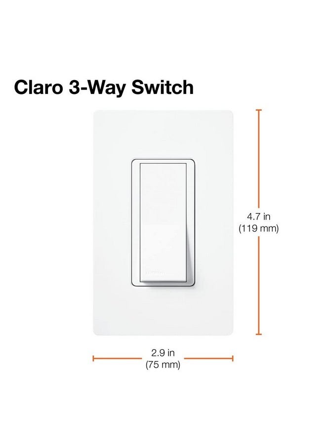 LUTRON Lutron Claro On/Off Switch, 15-Amp/3-Way, CA-3PS-WH, White  - Image 5