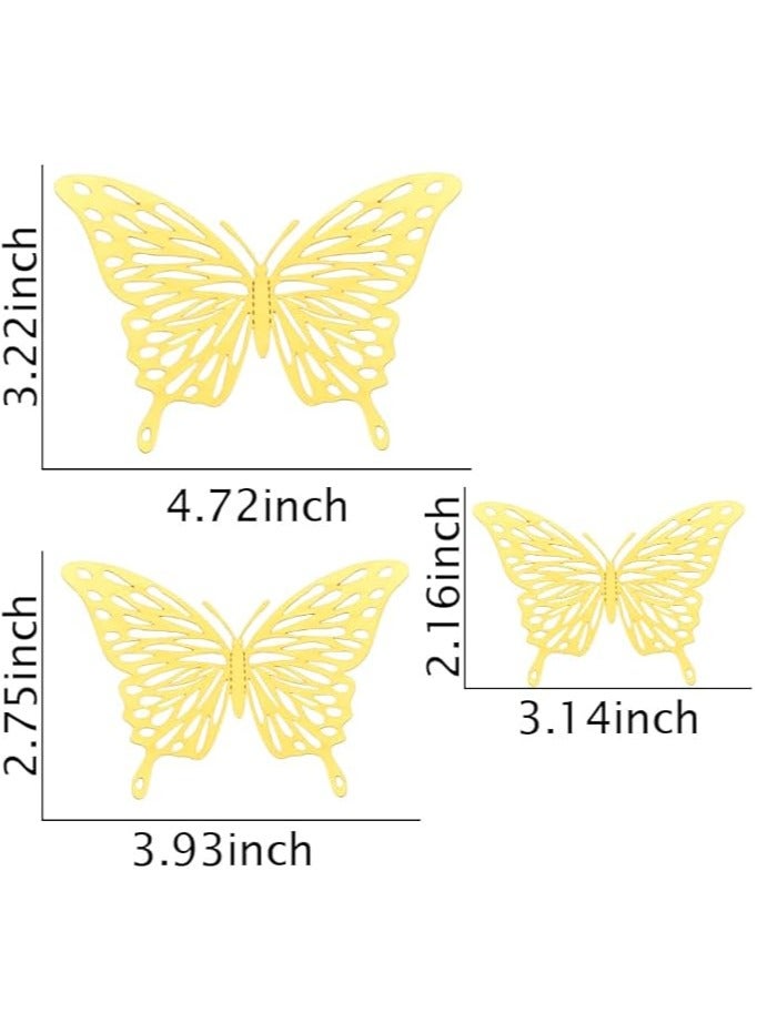 3D erfly Wall Decor Stickers for Decoration 3 Size erfly Home Decor Gold erfly Theme Birthday Party Decorations erfly Cake Decorations for Wedding Removable Wall Sticker (12Pcs)
