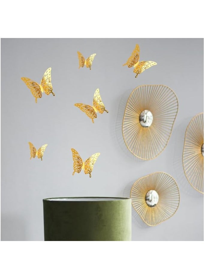 3D erfly Wall Decor Stickers for Decoration 3 Size erfly Home Decor Gold erfly Theme Birthday Party Decorations erfly Cake Decorations for Wedding Removable Wall Sticker (12Pcs)