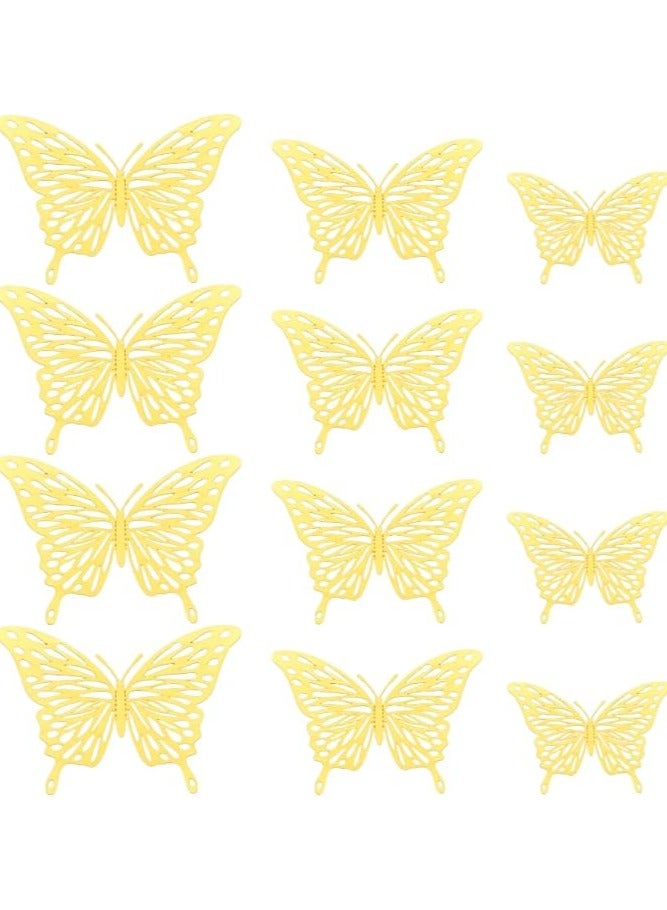 3D erfly Wall Decor Stickers for Decoration 3 Size erfly Home Decor Gold erfly Theme Birthday Party Decorations erfly Cake Decorations for Wedding Removable Wall Sticker (12Pcs)
