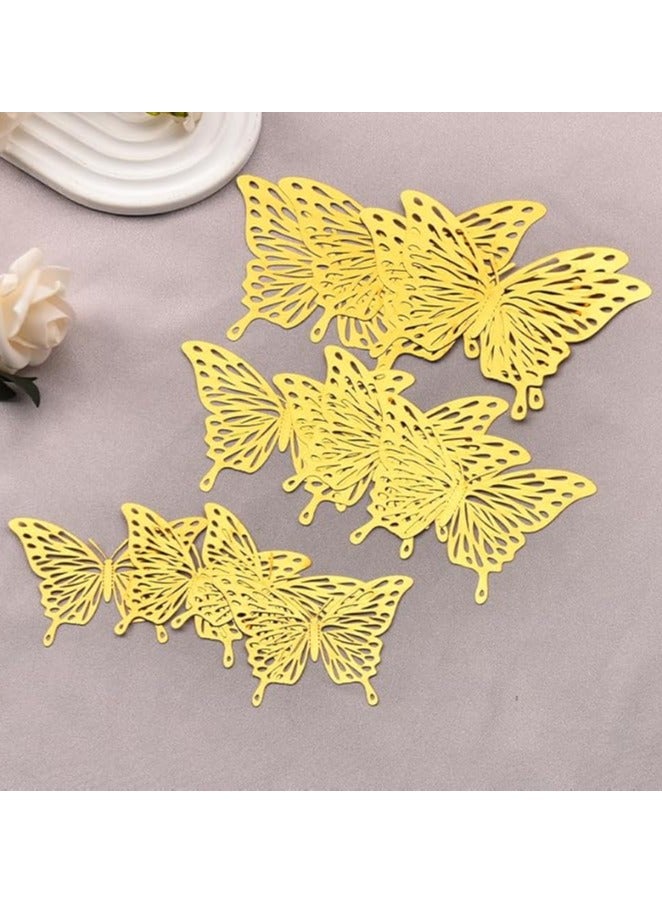 3D erfly Wall Decor Stickers for Decoration 3 Size erfly Home Decor Gold erfly Theme Birthday Party Decorations erfly Cake Decorations for Wedding Removable Wall Sticker (12Pcs)