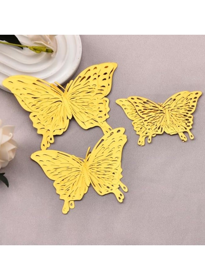 3D erfly Wall Decor Stickers for Decoration 3 Size erfly Home Decor Gold erfly Theme Birthday Party Decorations erfly Cake Decorations for Wedding Removable Wall Sticker (12Pcs)