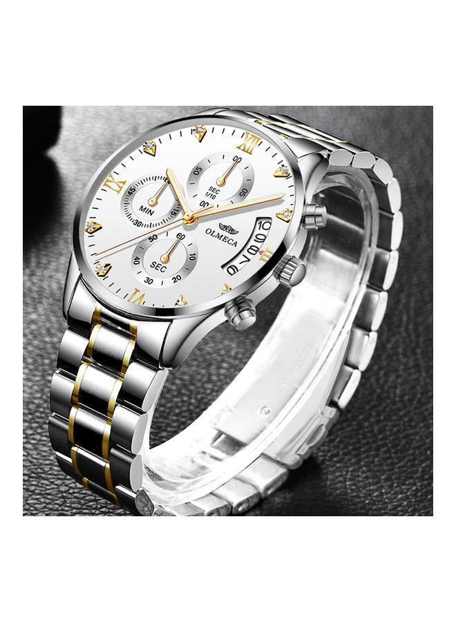 Alyashmac OLMECA 78M steel quartz waterproof watch with gold and white plate - Image 4