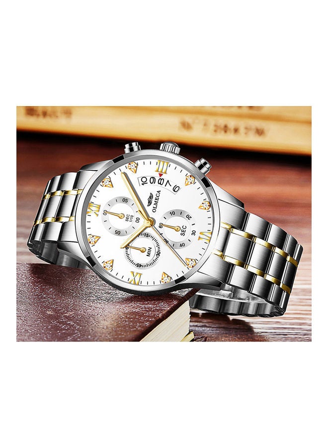 Alyashmac OLMECA 78M steel quartz waterproof watch with gold and white plate - Image 5