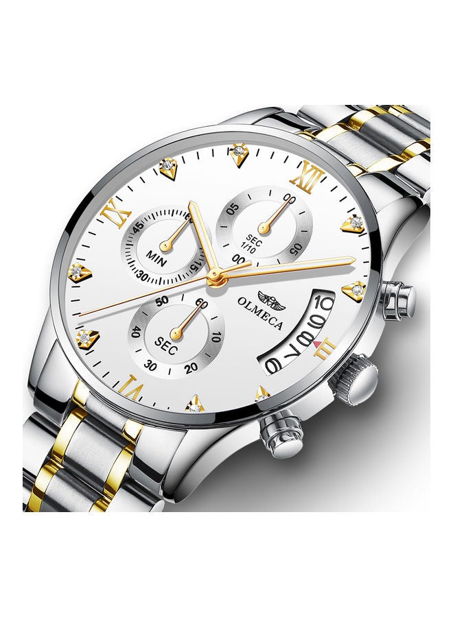 Alyashmac OLMECA 78M steel quartz waterproof watch with gold and white plate - Image 2