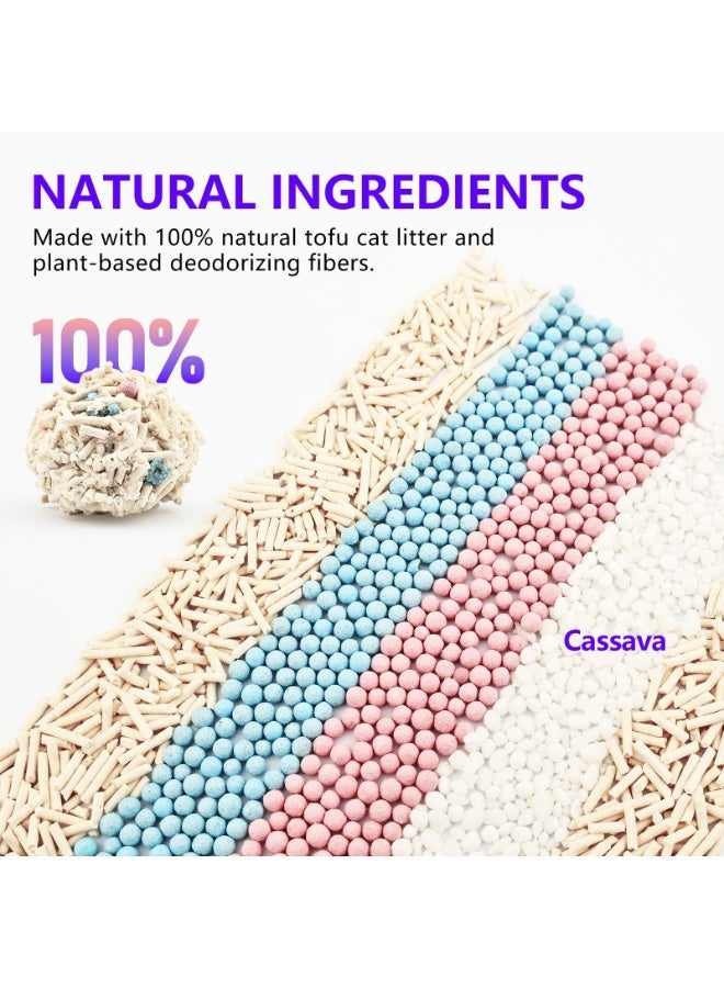 CATMFMFOX Tofu & bamboo fiber Mixed cat litter | Golden Scientific Blend | Ultra-Strong Clumping & 7-Day Odor Lock | Low Tracking & Low Dust | For Discerning Cat Owners | (Mixed-Cat litter-4P(24L)) - Image 2