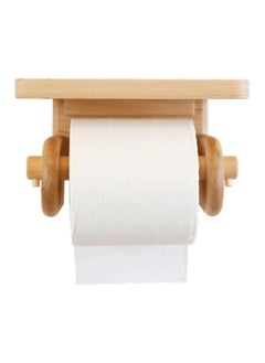 Generic Beech Wood Toilet Paper Holder with Phone Rack  - Image 3