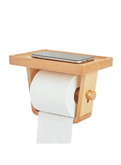 Generic Beech Wood Toilet Paper Holder with Phone Rack  - Image 1