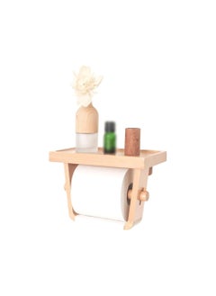 Generic Beech Wood Toilet Paper Holder with Phone Rack  - Image 4