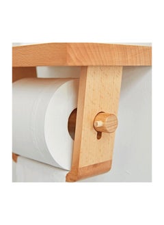 Generic Beech Wood Toilet Paper Holder with Phone Rack  - Image 2