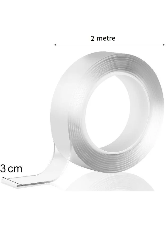 BYR 2m*3cm Double Sided Transparent Tape 2 Meters [ tek]